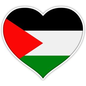Love Palestine flag heart sticker decal 5" x 4"