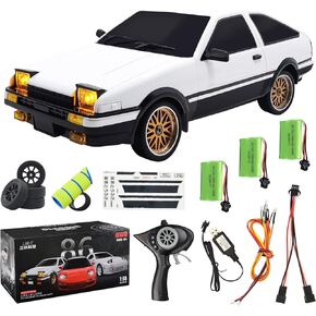 LD1801 1/18 RC Car AE86 RC Drift Car Initial D with 3pcs Upgraded 1200mah Battery 2.4G 150 Brushed Motor Drift RC Car Full Proportional 10A ESC Drift Car RThree-Channel Remote Control Cars