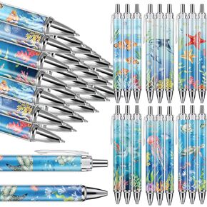 24 Pcs Under Sea Ballpoint Pens Ocean Themed Party Favors Black 1.0 mm Plastic Retractable Cute Sea Animal Gel Ink Pens Medium Point for Party Gifts Souvenirs Decorations Stage Props