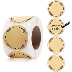 2" Canning Labels for Jars & Lids, 4 Different Wreath Designs, 500 Pcs Round Kraft Christmas Mason Jar Stickers, Food Labels Pantry Labels, Mason Jar Labels Spice Labels Bottle Labels