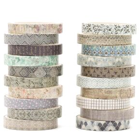 20 Rolls Skinny Vintage Washi Tape Set Retro Arts Adhesive Tapes Basic Patterns Decorative Masking Tape Sets for Craft, Kids, Scrapbook, DIY, Gift Wrapping (Ephemeral Blossoms)