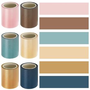 Humyoun 6 Rolls Colorful Wide Washi Tape 2 Inch x 11 Yards Bulletin Board Borders Decorative Washi Tape for Scrapbook Diary Painting Gift Present Projects Festival Decor(Morandi)