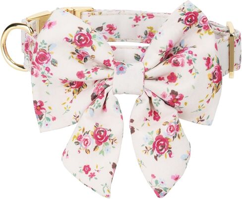 Adjustable Pet Bow Tie and Dog Collar for Lady Small Medium Large Dogs, Puppy Collar with Bowtie, Cute Lady Bow and Dog Collars - Comfort Soft Cotton (Blue Polka Dots, Small) in Saudi Arabia