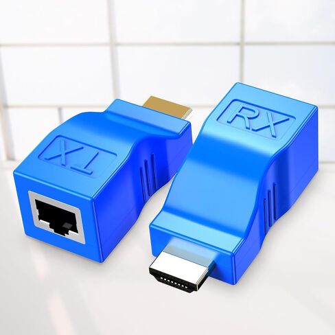 موسع HDMI RIIPOO فوق Cat5e/6، محول مكرر 1080P HDMI إلى RJ45، محول شبكة إيثرنت، جهاز إرسال واستقبال نطاق 60 متر للتلفزيون عالي الوضوح، STB in Kuwait