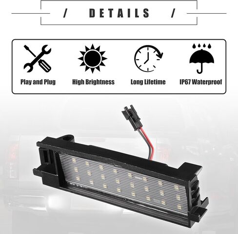 Motoforti LED لوحة ترخيص ضوء، LED لوحة ترخيص ضوء مصباح، لتويوتا RAV4 2006-2012، بلاستيك، رقم 8127142070، أسود، 2 قطعة in Kuwait