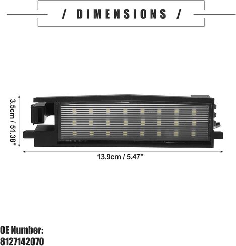Motoforti LED لوحة ترخيص ضوء، LED لوحة ترخيص ضوء مصباح، لتويوتا RAV4 2006-2012، بلاستيك، رقم 8127142070، أسود، 2 قطعة in Kuwait