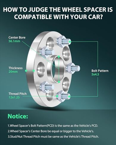 SCITOO 4X 5 Lug 5x114.3mm فواصل العجلات 5x4.5 إلى 5x4.5 12x1.25 56.1mm 20mm متوافقة مع فواصل العجلات WRX لفواصل العجلات WRX STI in Saudi Arabia