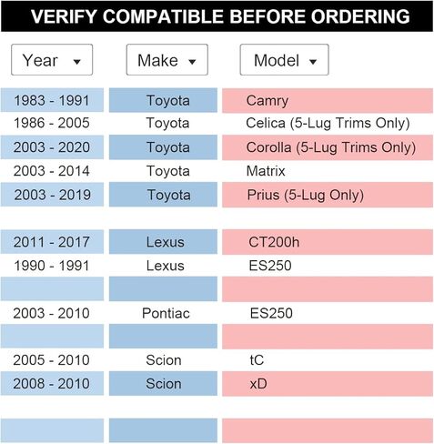 VLAOSCHI Black Forged 5x100 Hubcentric Wheel Spacers 15mm with 12x1.5 Studs 54.1mm Bore Compatible with Toyota 5 Lug for 2003-2022 Corolla | 1983-1991 Camry | 2003-2019 Prius(Only 5 Lugs) - Pack of 4 in Kuwait