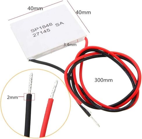 2 pcs SP1848-27145 TEG Peltier Module Thermoelectric Power Generator High Temperature Generation Element Thermoelectric Cooler Cooling Power Plate Module TEG 40x40mm 150℃ with Silicone heat sink in Saudi Arabia