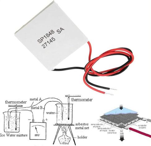 2 pcs SP1848-27145 TEG Peltier Module Thermoelectric Power Generator High Temperature Generation Element Thermoelectric Cooler Cooling Power Plate Module TEG 40x40mm 150℃ with Silicone heat sink in Saudi Arabia