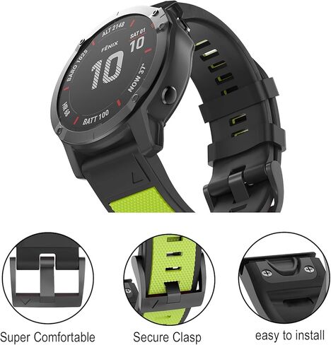 OVERSTEP متوافق مع سوار Fenix ​​5X، حزام رياضي سهل التركيب 26 مم من السيليكون لساعة Garmin Fenix ​​5X Plus/Fenix ​​6X/ Fenix ​​6X Pro/Fenix ​​7X/ Fenix ​​3 HR الذكية (رمادي) in Kuwait