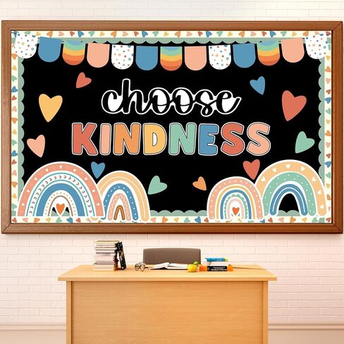 Choose Kindness Bulletin Board Decoration Rainbow Bulletin Board Set Boho Positive Classroom School Decorations Choose Kindness Bohemia Classroom Supplies Rainbow Cutouts for Classroom School in Saudi Arabia