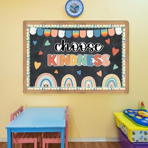 Choose Kindness Bulletin Board Decoration Rainbow Bulletin Board Set Boho Positive Classroom School Decorations Choose Kindness Bohemia Classroom Supplies Rainbow Cutouts for Classroom School in Saudi Arabia