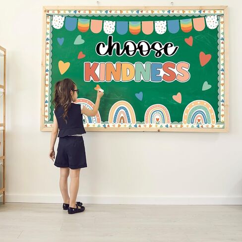 Choose Kindness Bulletin Board Decoration Rainbow Bulletin Board Set Boho Positive Classroom School Decorations Choose Kindness Bohemia Classroom Supplies Rainbow Cutouts for Classroom School in Saudi Arabia