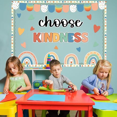 Choose Kindness Bulletin Board Decoration Rainbow Bulletin Board Set Boho Positive Classroom School Decorations Choose Kindness Bohemia Classroom Supplies Rainbow Cutouts for Classroom School in Saudi Arabia