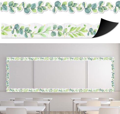 12Pieces Magnetic Chalkboard Classroom Bulletin Board Border Classroom Magnetic Border for Teachers Classroom Border Strips Classroom Decorations for Office Chalkboard Bulletin Board White Board Decor in Kuwait