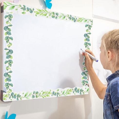 12Pieces Magnetic Chalkboard Classroom Bulletin Board Border Classroom Magnetic Border for Teachers Classroom Border Strips Classroom Decorations for Office Chalkboard Bulletin Board White Board Decor in Kuwait