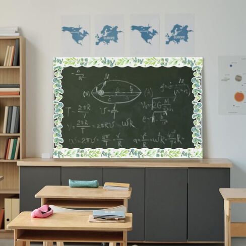 12Pieces Magnetic Chalkboard Classroom Bulletin Board Border Classroom Magnetic Border for Teachers Classroom Border Strips Classroom Decorations for Office Chalkboard Bulletin Board White Board Decor in Kuwait