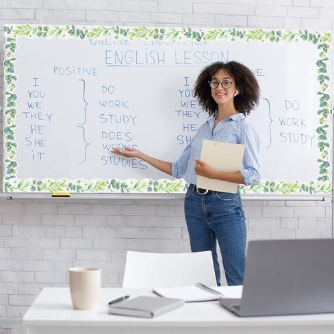 12Pieces Magnetic Chalkboard Classroom Bulletin Board Border Classroom Magnetic Border for Teachers Classroom Border Strips Classroom Decorations for Office Chalkboard Bulletin Board White Board Decor in Kuwait