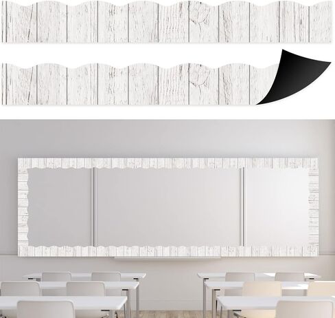 12Pieces Magnetic Chalkboard Classroom Bulletin Board Border Classroom Magnetic Border for Teachers Classroom Border Strips Classroom Decorations for Office Chalkboard Bulletin Board White Board Decor in Kuwait