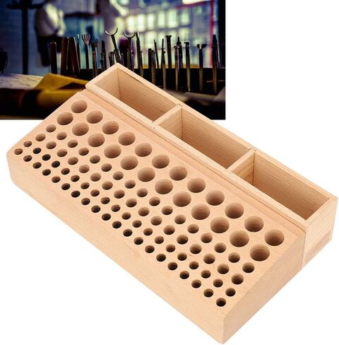 Leather Craft Rack Stand, 100 Holes DIY Wooden Leathercraft Tool Storage Box Organizer, for Leather Working Making Punch Tools Organization in Saudi Arabia