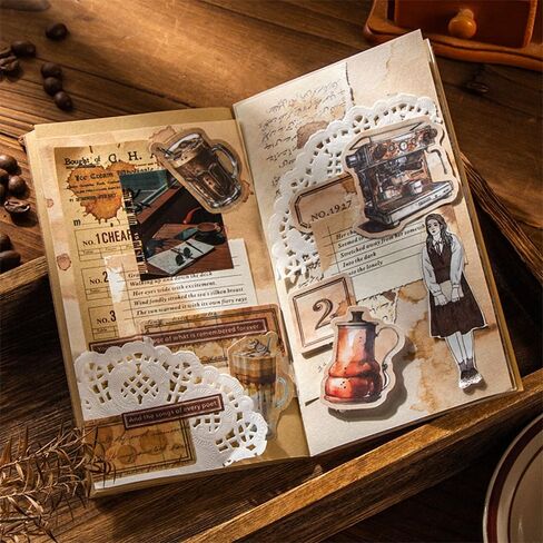 240 قطعة من ملصقات القهوة العتيقة، مجموعة ملصقات فنجان القهوة، ملصقات كلاسيكية، ملصقات سجل القصاصات الجمالية للأطفال، ألبوم مذكرات DIY، مخطط غير المرغوب فيه، سجل القصاصات، ملصقات قرطاسية مزخرفة in Kuwait