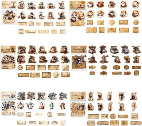 240 قطعة من ملصقات القهوة العتيقة، مجموعة ملصقات فنجان القهوة، ملصقات كلاسيكية، ملصقات سجل القصاصات الجمالية للأطفال، ألبوم مذكرات DIY، مخطط غير المرغوب فيه، سجل القصاصات، ملصقات قرطاسية مزخرفة in Kuwait
