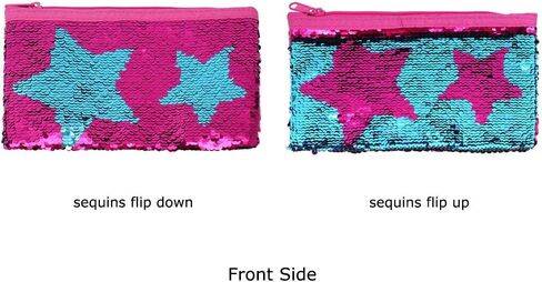 مقلمة لطيفة للفتيات والأطفال بتصميم حورية البحر ومزينة بالترتر وحامل قلم منظم مستحضرات التجميل وحقيبة محفظة للنساء (وردي فاقع) in Kuwait