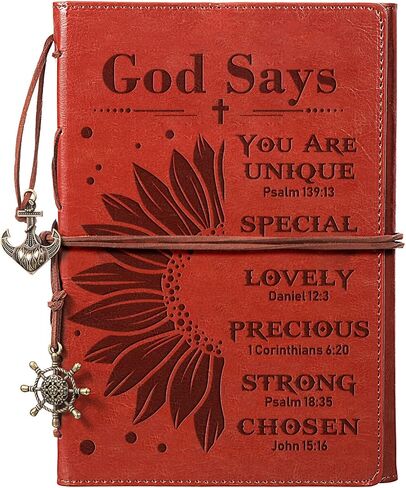 Yahenda Christian Leather Journal for Men Women Embossed Bible Verse Scripture Inspirational Notebook Brown PU Leather Flexcover Travel Journal,140 Page Refillable Lined Prayer Notebooks in Saudi Arabia