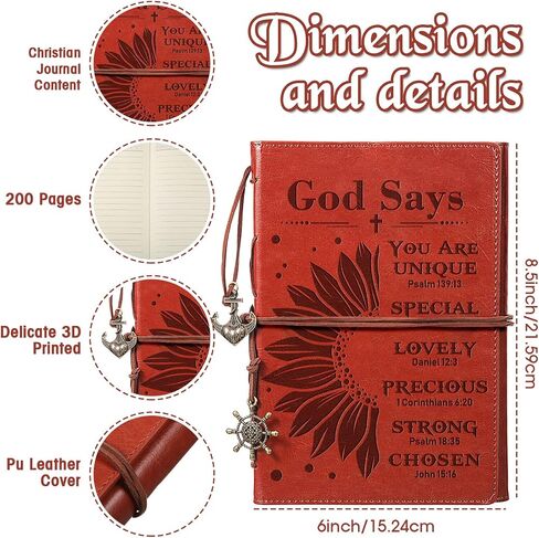Yahenda Christian Leather Journal for Men Women Embossed Bible Verse Scripture Inspirational Notebook Brown PU Leather Flexcover Travel Journal,140 Page Refillable Lined Prayer Notebooks in Saudi Arabia