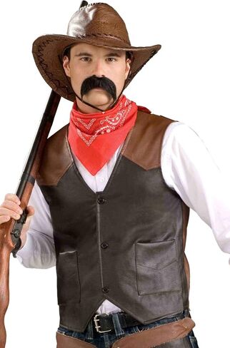 Cowboy Costume Vest – Adult Economy Standard, Black / Brown / Red in Saudi Arabia