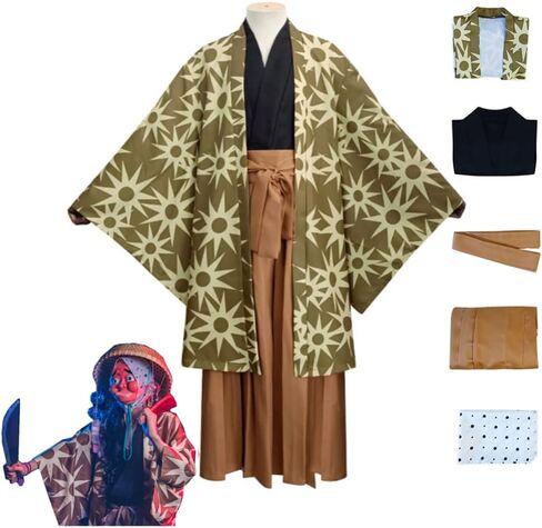 Haganezuka Hotaru Cosplay Anime Demon Kimono Cloak Costume Mask Outfit Men Uniform Halloween in Saudi Arabia