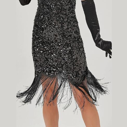 1920s Dresses for Women Long Fringed Flapper Dress Gatsby Sequin Roaring 20s Dresses Vintage Cocktial Party Dress in Saudi Arabia