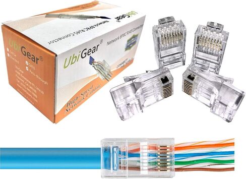 100 Pcs CAT5e RJ45 Pass-Through Network Cable Modular Plug 8P8C Gold-Plated Connector End in Saudi Arabia