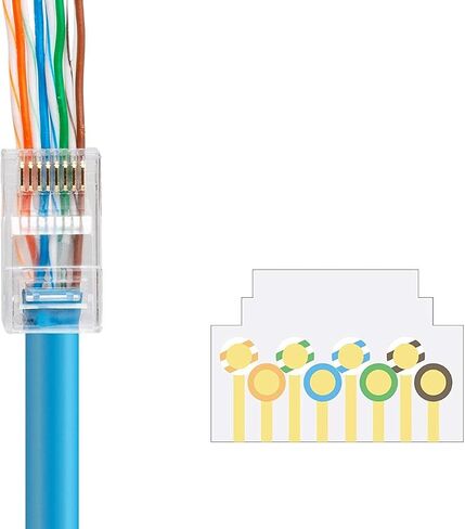 100 Pcs CAT5e RJ45 Pass-Through Network Cable Modular Plug 8P8C Gold-Plated Connector End in Saudi Arabia
