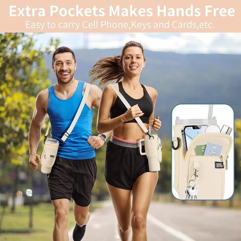 Water Bottle Carrier Bag with Phone Pocket for Stanley &Simple Modern 40 Oz Tumbler Water Bottle Holder Pouch with Adjustable Strap Bollus with Straw Cover for 40 oz Cup Accessories (Black) in Saudi Arabia