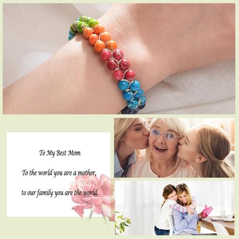 Natural Healing Power Gemstone Chakra Bracelet for Women,Handmade Adjustable Stretch Double Layer Bead Bracelet for Women Stress Relief Meditation Spiritual Jewelry Gift (To My Daughter-2) in Saudi Arabia