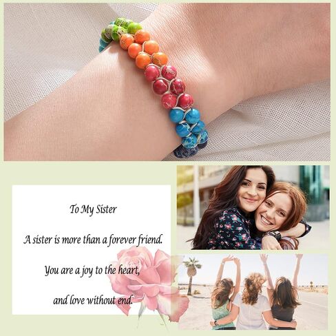 Natural Healing Power Gemstone Chakra Bracelet for Women,Handmade Adjustable Stretch Double Layer Bead Bracelet for Women Stress Relief Meditation Spiritual Jewelry Gift (To My Daughter-2) in Saudi Arabia