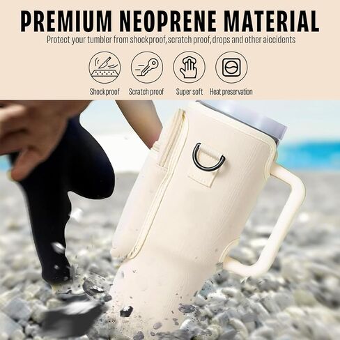 Water Bottle Carrier Bag with Phone Pocket for Stanley 40oz Tumbler with Handle Water Bottle Holder Pouch with Adjustable Strap Bollus with Carabiner for Stanley Cup Accessories in Kuwait