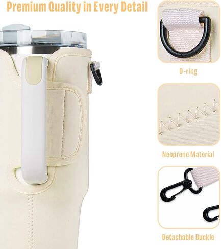 Water Bottle Carrier Bag with Phone Pocket for Stanley 40oz Tumbler with Handle Water Bottle Holder Pouch with Adjustable Strap Bollus with Carabiner for Stanley Cup Accessories in Kuwait