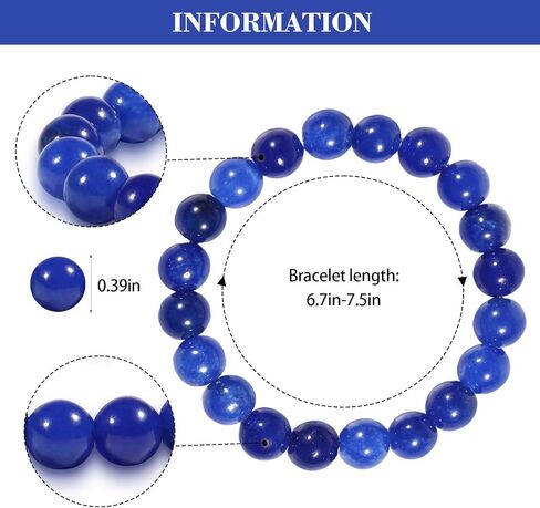 Natural Stretch Jade Bracelet for Women Men 10MM Bead 6.7 Inch to 7.5 inch Healing Crystal Energy Gemstone Bracelet for Women Men Gift (black) in Saudi Arabia
