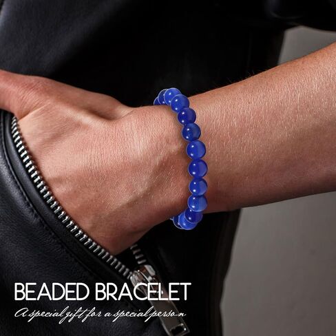Natural Stretch Jade Bracelet for Women Men 10MM Bead 6.7 Inch to 7.5 inch Healing Crystal Energy Gemstone Bracelet for Women Men Gift (black) in Saudi Arabia