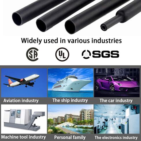 أنبوب الانكماش الحراري، سلك كابل YIOVVOM مزدوج الجدار 3: 1 مبطن بالحرارة وقابل للانكماش بالحرارة أسود 4 أقدام / 1.22 متر (قطر 1-1/4 بوصة (30 مم)) in Kuwait