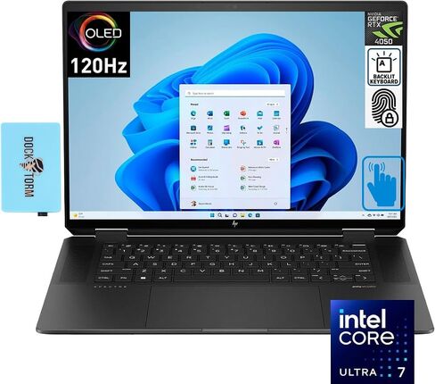 HP Spectre x360 2-in-1 Laptop 16.0" OLED 120 Hz Touch 2.8K (14th Gen Intel Ultra 7-155H, GeForce RTX 4050, 32GB LPDDR5X, 2TB PCIe SSD, Backlit KYB, FP Reader, 2 Thunderbolt 4, Win 11 Pro) W/DKZ hub in Saudi Arabia