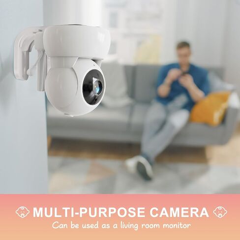 Baby Monitor with 2 Cameras and Audio，Video Baby Monitor with 5" Large Split-Screen and 5200mAh Battery, Remote Pan/Tilt/Zoom Camera, Two-Way Talk, Night Vision, Lullabies, No WiFi in Saudi Arabia
