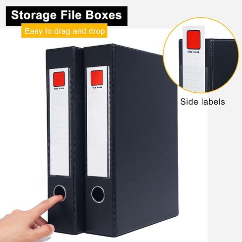 2 Pack File Boxes Archives Cases Storage,File Box With Magnetic Closure Lids,File Folder Organizer Document Storage Filing Box,Deep 68mm Black Archive in Saudi Arabia