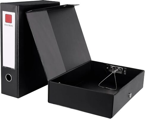 2 Pack File Boxes Archives Cases Storage,File Box With Magnetic Closure Lids,File Folder Organizer Document Storage Filing Box,Deep 68mm Black Archive in Saudi Arabia