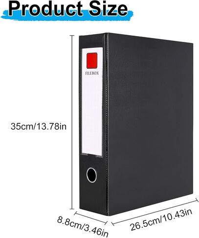 2 Pack File Boxes Archives Cases Storage,File Box With Magnetic Closure Lids,File Folder Organizer Document Storage Filing Box,Deep 68mm Black Archive in Saudi Arabia
