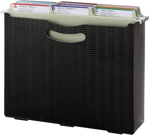 Smead Poly File Box, 3" Expansion, Die-Cut Handles, Letter Size, Black Wave Pattern (71631) in Saudi Arabia