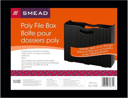 Smead Poly File Box, 3" Expansion, Die-Cut Handles, Letter Size, Black Wave Pattern (71631) in Saudi Arabia